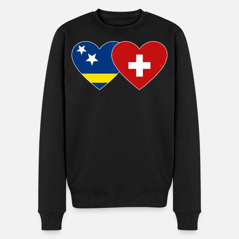 Curacao_Schweiz_Flagge_Herz - Pull Premium bio Homme - noir