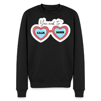 Du musst dich beruhigen, Herz-Gläser - Männer Premium Bio Pullover - Schwarz - Vorne - Nico (187cm)