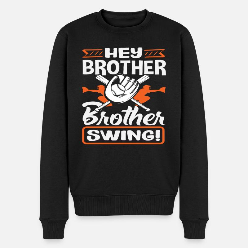 Hey Bruder Swing Baseball Spruch - Männer Premium Bio Pullover - Schwarz