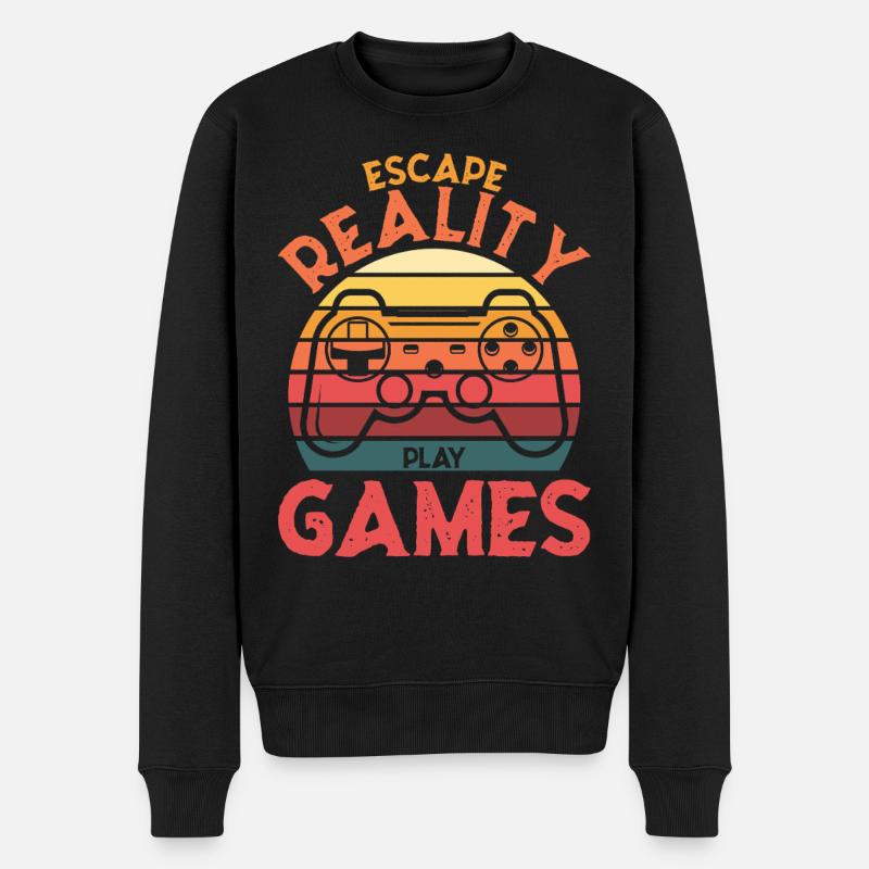 Escape Reality – Spiele & Play Retro Controller - Männer Premium Bio Pullover - Schwarz
