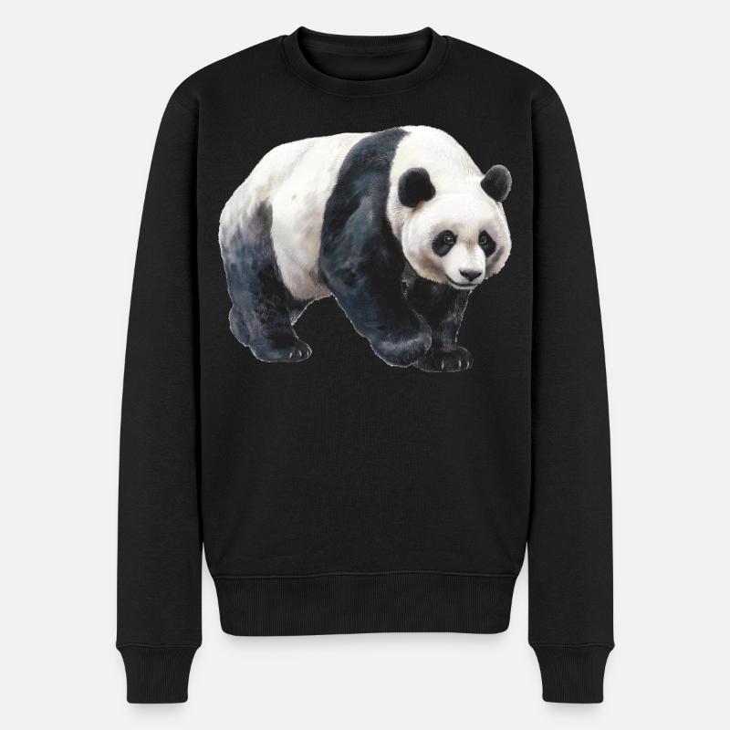 Panda - Männer Premium Bio Pullover - Schwarz