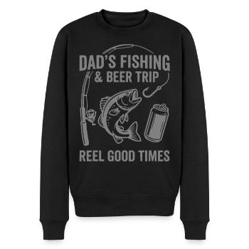 DADS FISHING AND BEER TRIP REEL GOOD TIMES - Men's Premium Organic Jumper - black - Front - Nico (187cm)