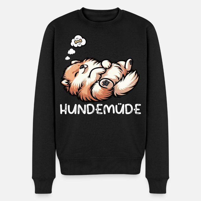 Hundemüde Zwergspitz Zwergspitze Spitzhund Spitz - Männer Premium Bio Pullover - Schwarz