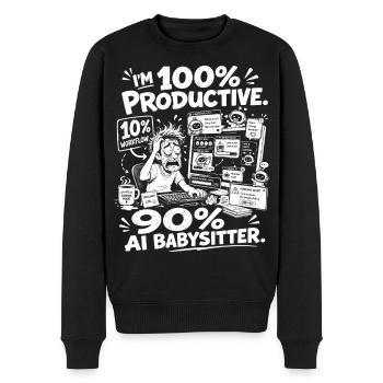 KI Babysitter Produktiv Chaos - Männer Premium Bio Pullover - Schwarz - Vorne - Nico (187cm)