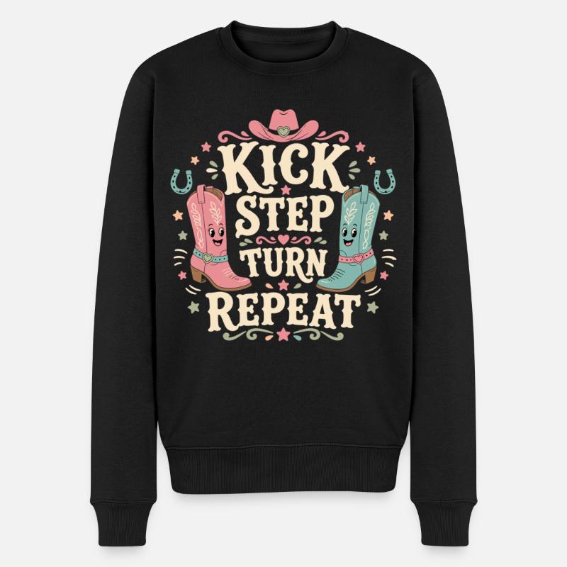 Kick Step Turn Repeat - Men's Premium Organic Jumper - black