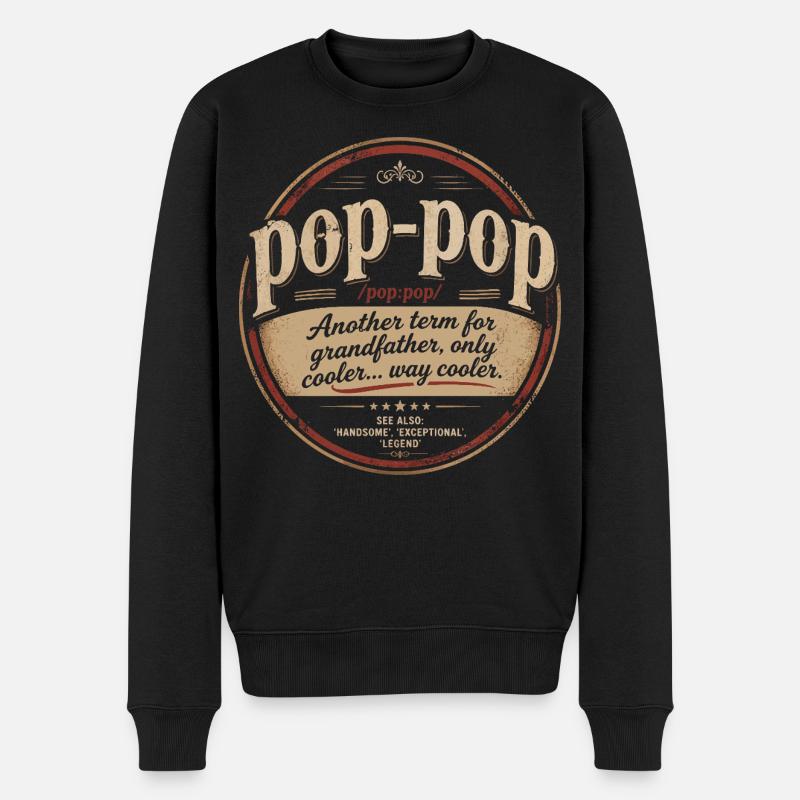 Pop-Pop-Definition – Cooler und legendärer Opa - Männer Premium Bio Pullover - Schwarz