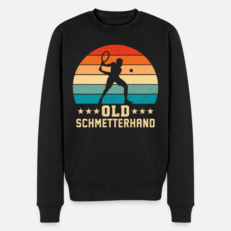 Old Schmetterhand Retro Tennis  - Männer Premium Bio Pullover - Schwarz