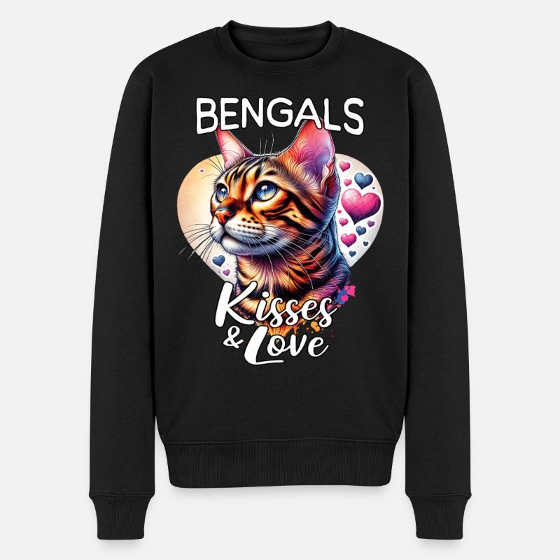 Amour des chats du Bengale - Pull Premium bio Homme - noir