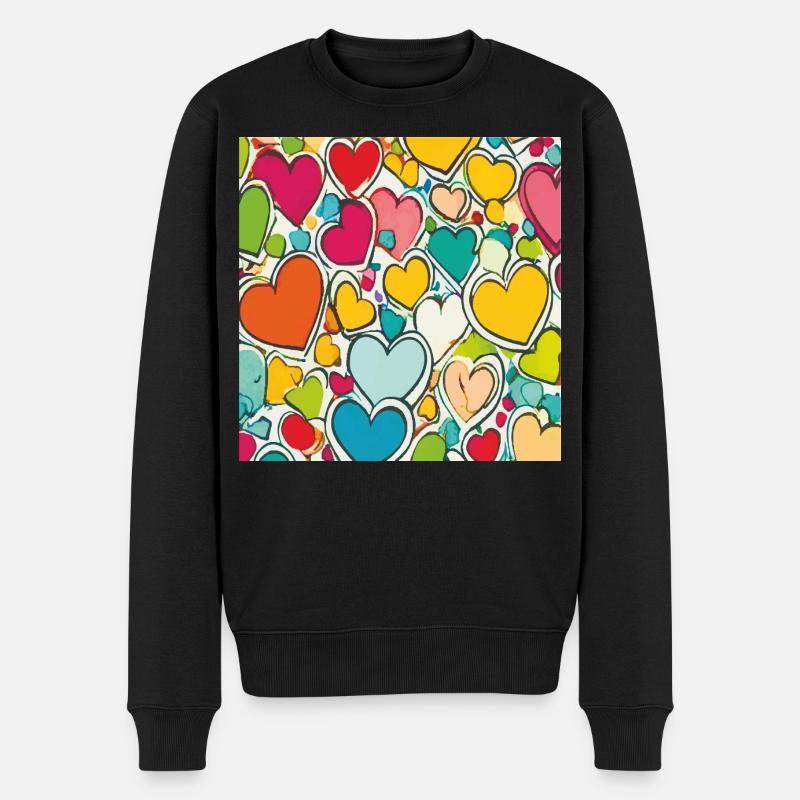 Herz als Aquarell - Männer Premium Bio Pullover - Schwarz