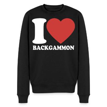 I love Backgammon | Board Game | Gift - Men's Premium Organic Jumper - black - Front - Nico (187cm)