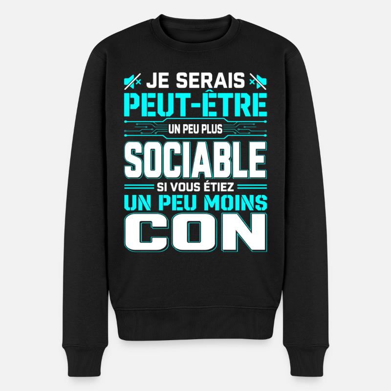 Je Serais Peut-Être Plus Sociable - Pull Premium bio Homme - noir