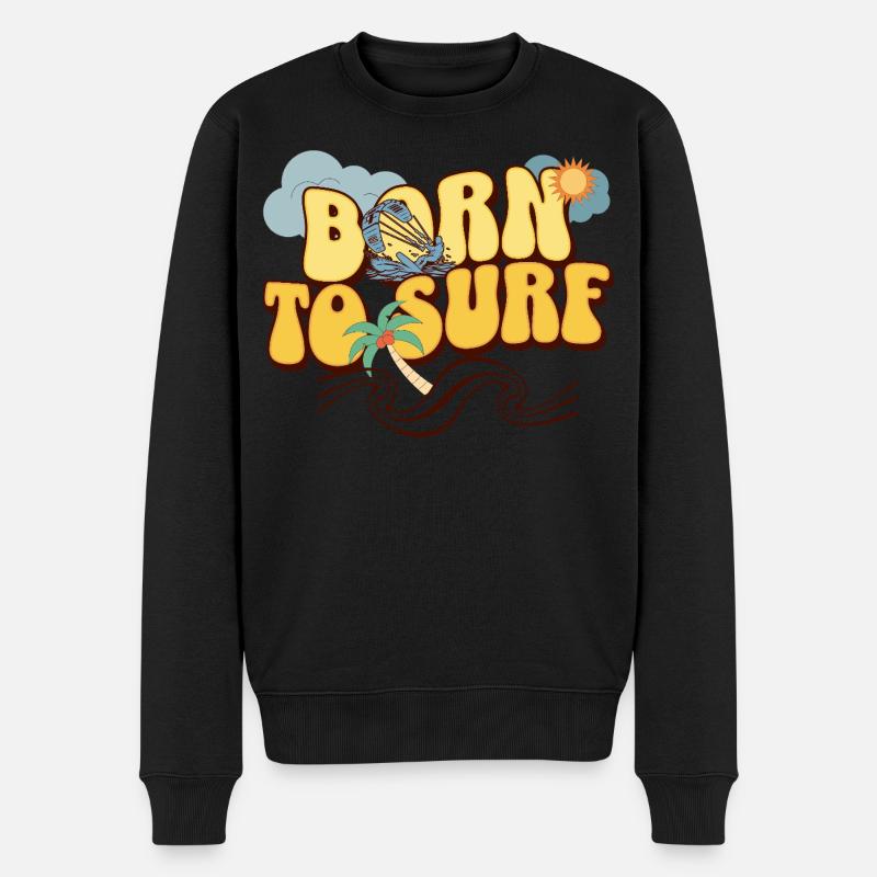 Born To Surf - Männer Premium Bio Pullover - Schwarz
