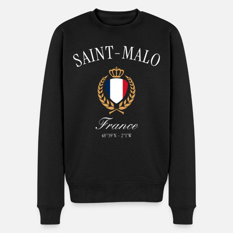 Saint-Malo Frankreich Wappen Krone Reise Souvenir - Männer Premium Bio Pullover - Schwarz