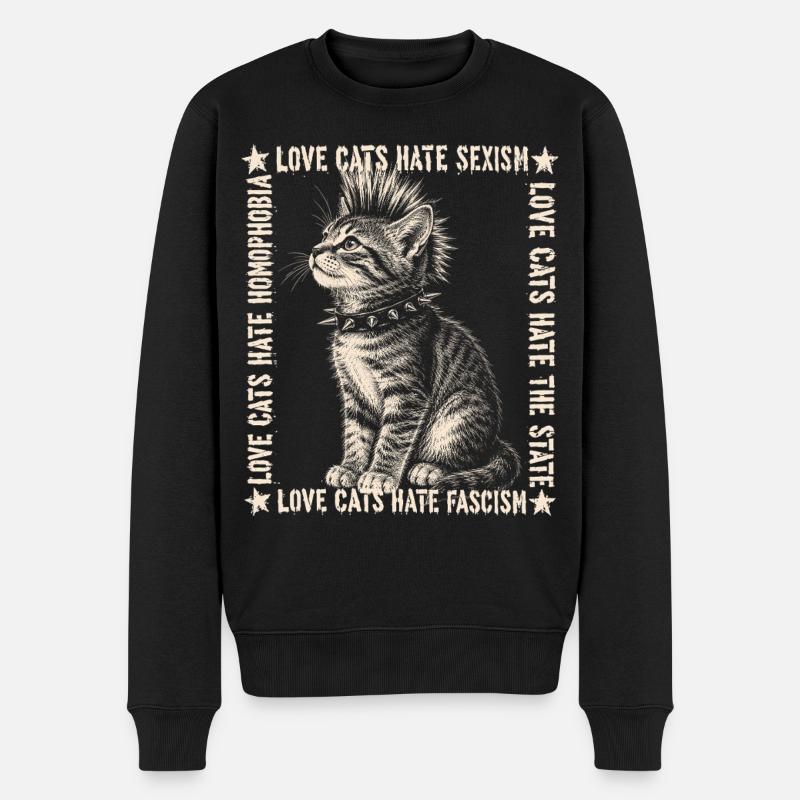 Punk Cat Love Cats Haut Statement - Pull Premium bio Homme - noir