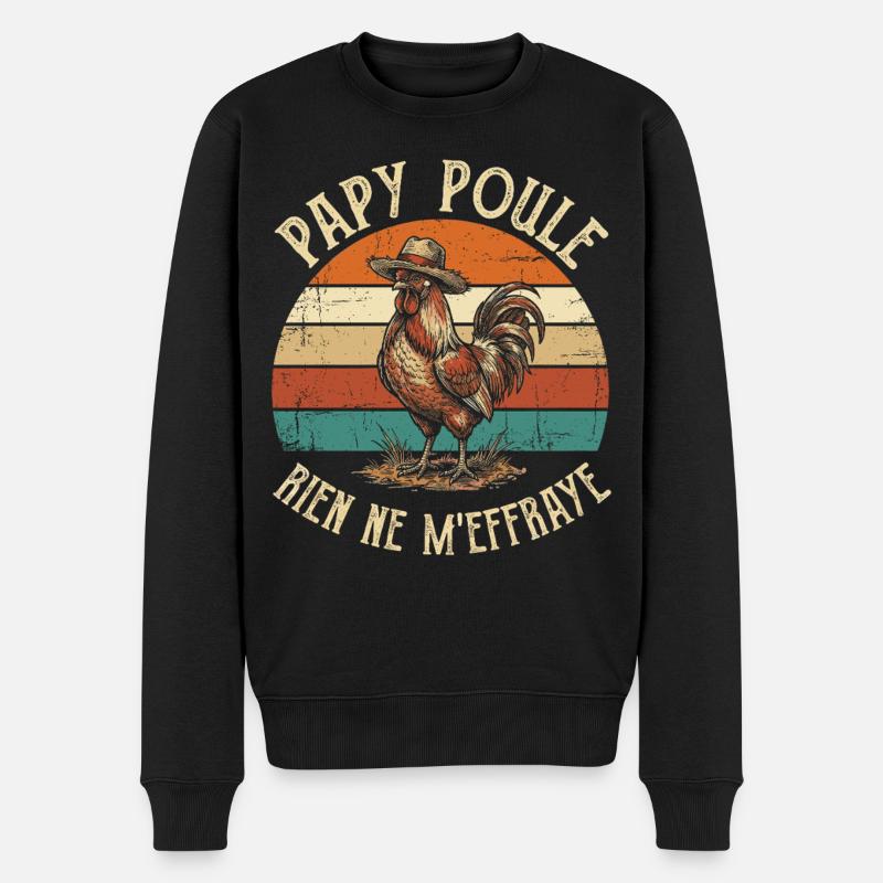 Rien Ne M'effraye Papy Poule Grand-Père - Pull Premium bio Homme - noir