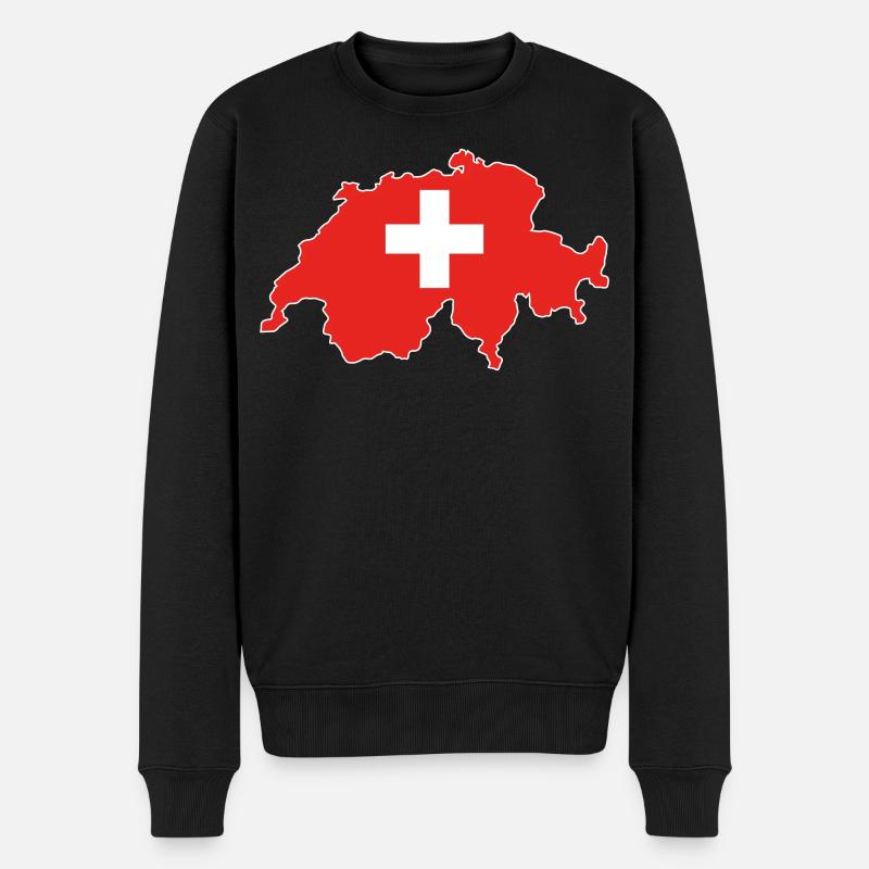 Carte du drapeau suisse - Pull Premium bio Homme - noir