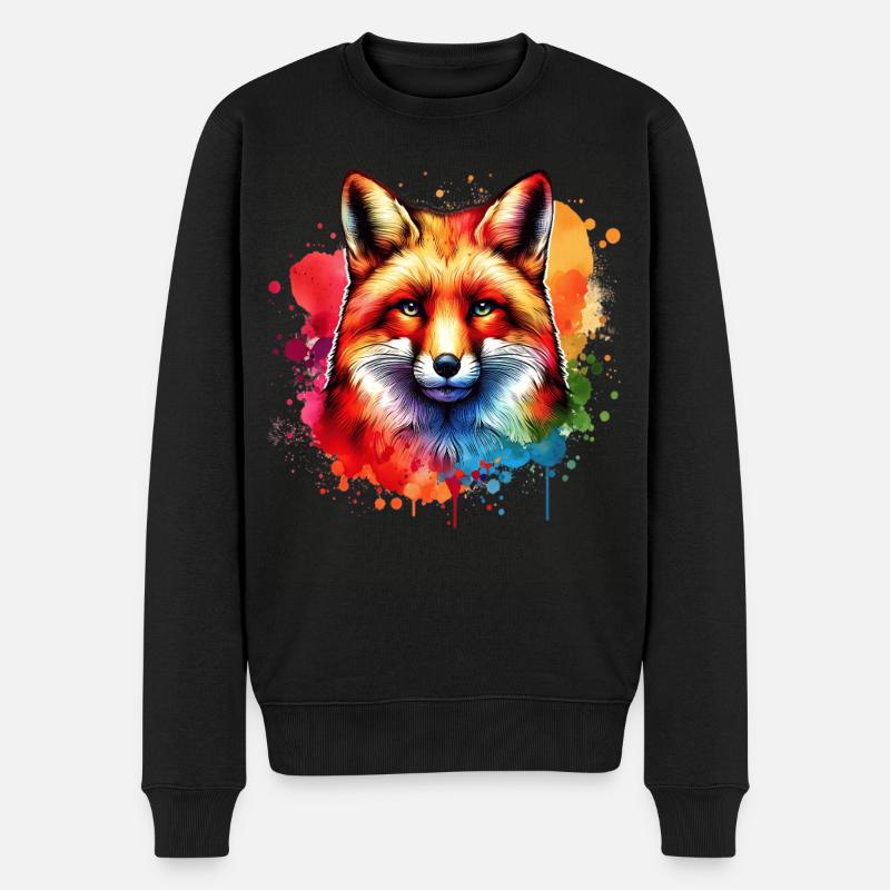 Motif Renard Rouge Renard - Pull Premium bio Homme - noir