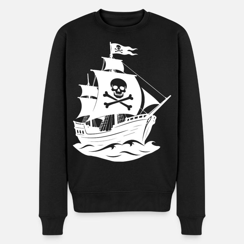 Piratenschiff - Männer Premium Bio Pullover - Schwarz