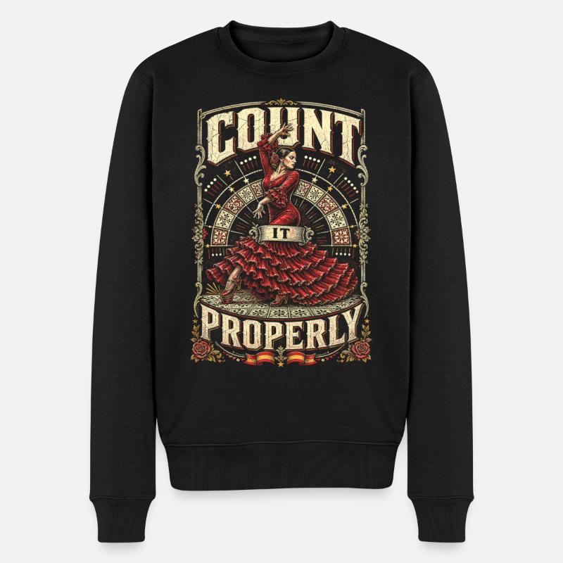 Flamenco Count It Properly - Männer Premium Bio Pullover - Schwarz