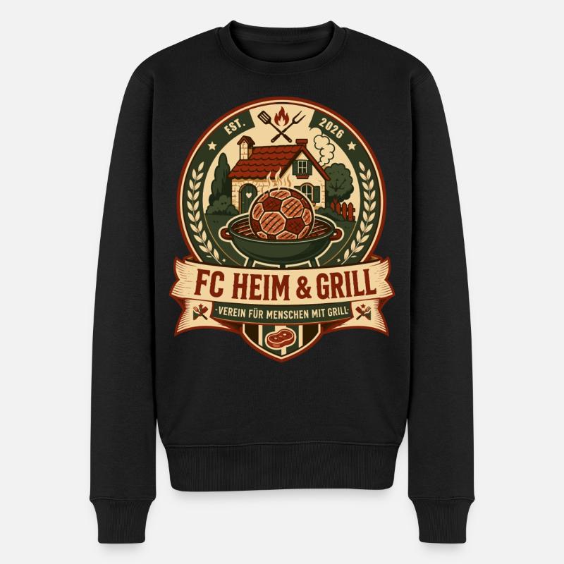 FC Heim & Grill - Männer Premium Bio Pullover - Schwarz
