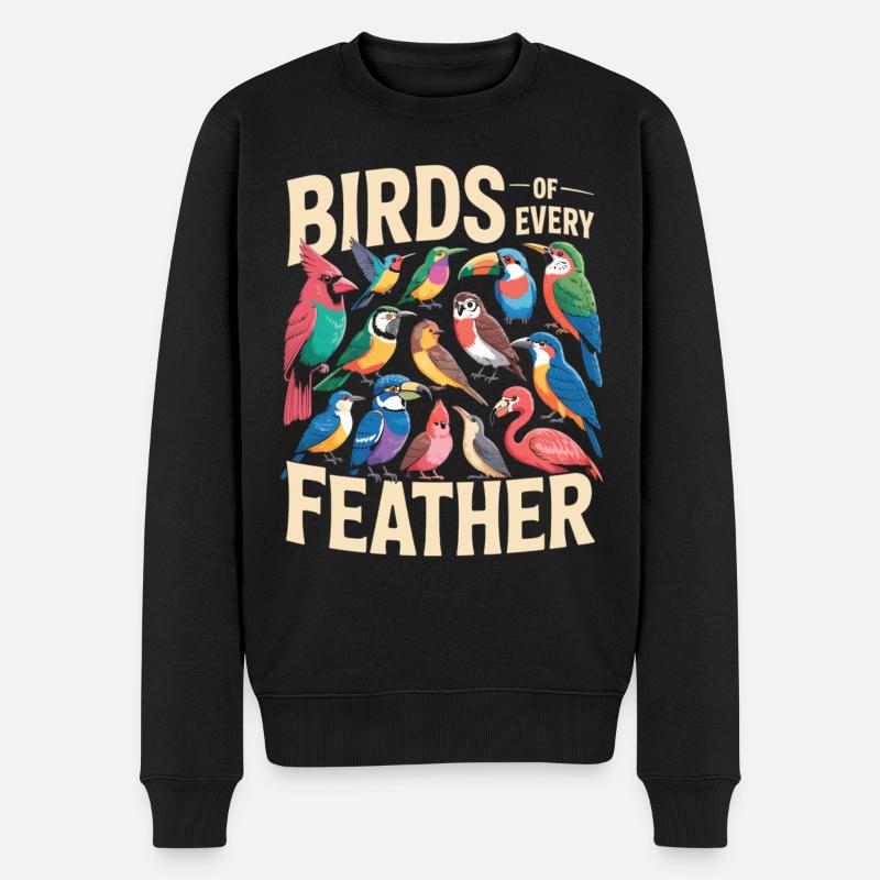 Birds of Every Feather Vogel Vielfalt - Männer Premium Bio Pullover - Schwarz