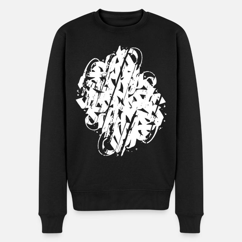 SCHMUTZIGE ABSTRAKTE KALLIGRAPHIEFORM - Männer Premium Bio Pullover - Schwarz