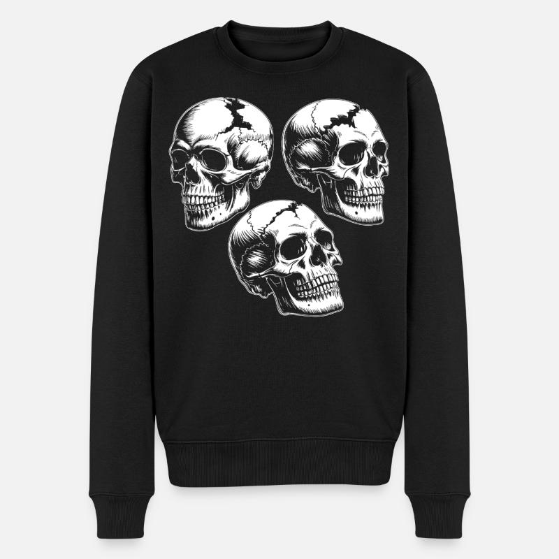 Drei Totenkopf Silhouetten - Männer Premium Bio Pullover - Schwarz