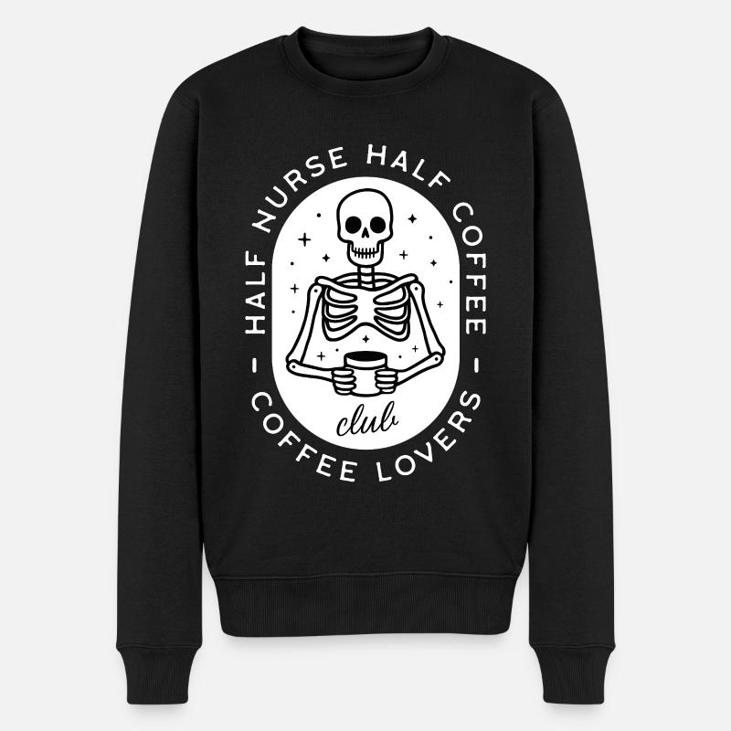 Krankenschwester Kaffee pflegt dunklen Humor-Skelett - Männer Premium Bio Pullover - Schwarz