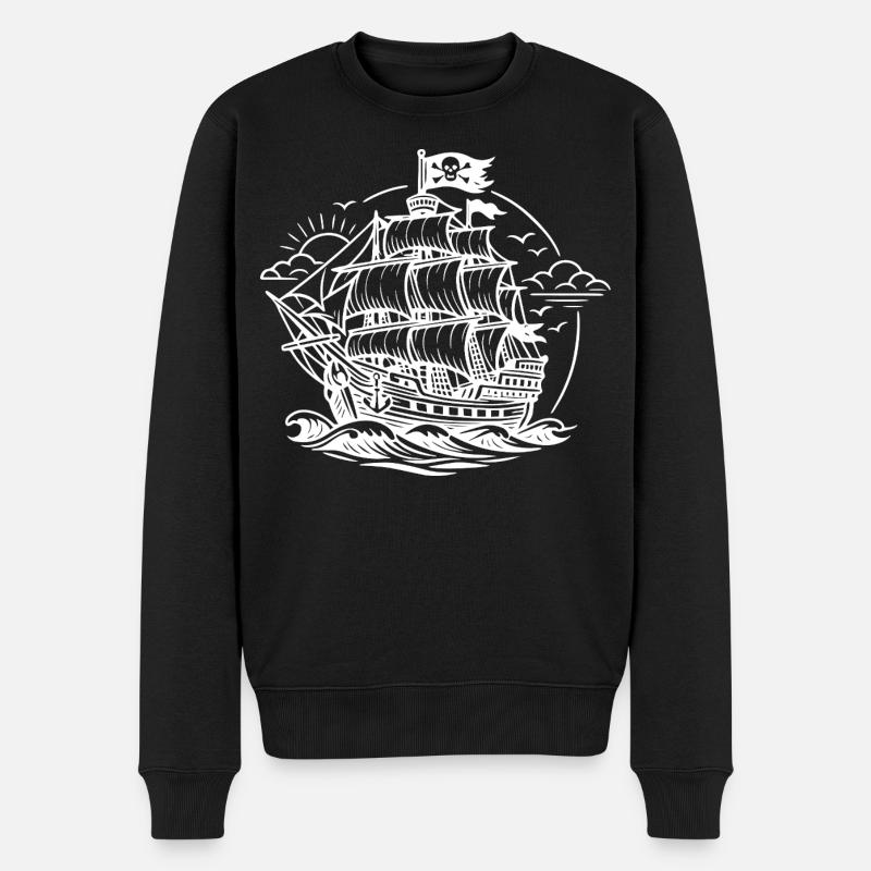Piratenschiff - Männer Premium Bio Pullover - Schwarz