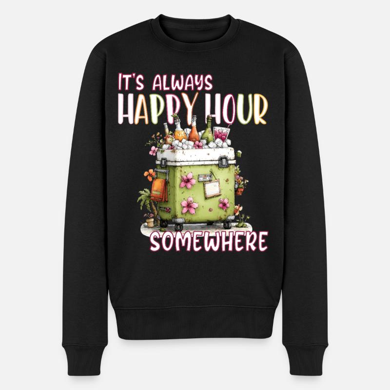 Happy Hour Somewhere - Männer Premium Bio Pullover - Schwarz
