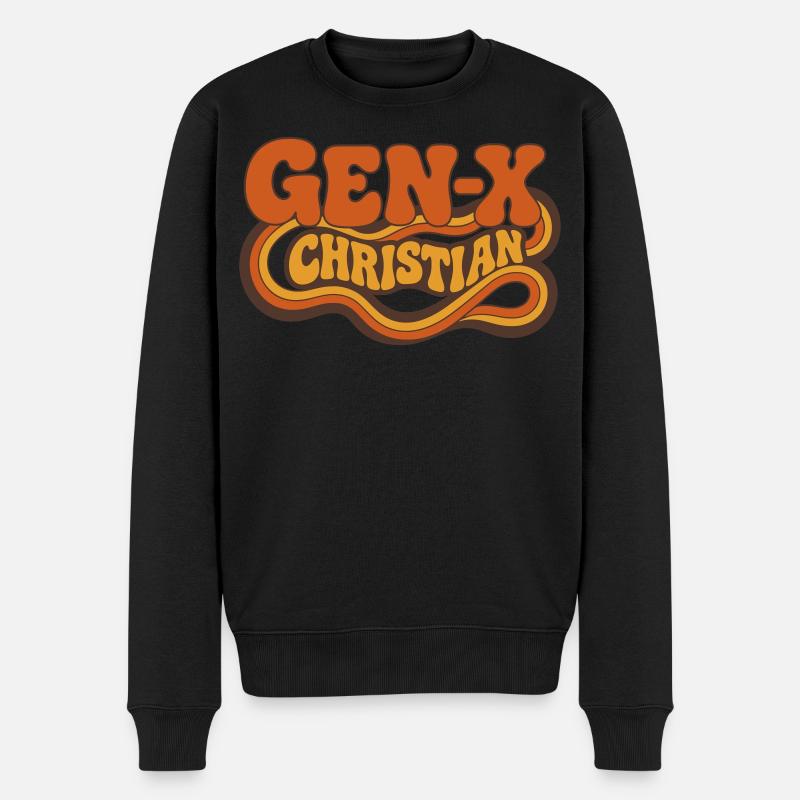 Gen-X Christian Retro Logo - Männer Premium Bio Pullover - Schwarz