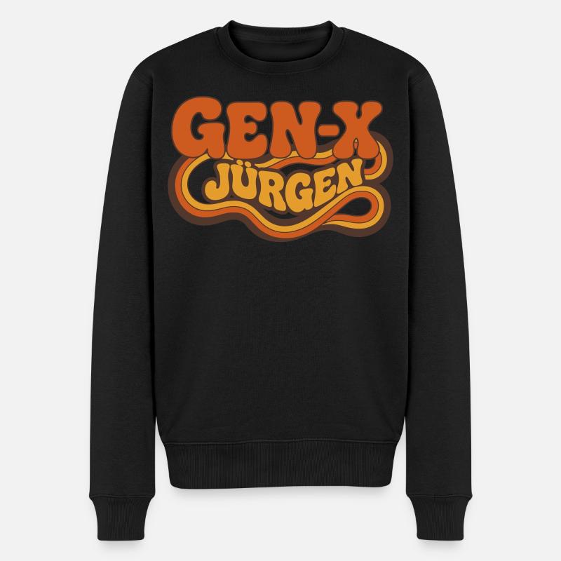 Gen-K Jürgen Retro Swirl - Männer Premium Bio Pullover - Schwarz