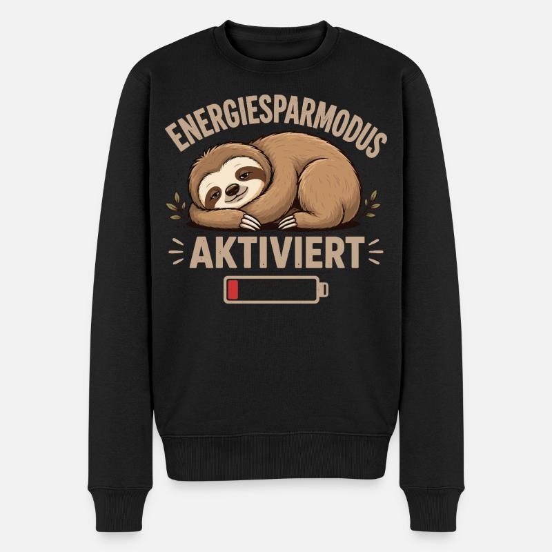 Faultier Energiesparmodus Aktiviert Shirt - Männer Premium Bio Pullover - Schwarz