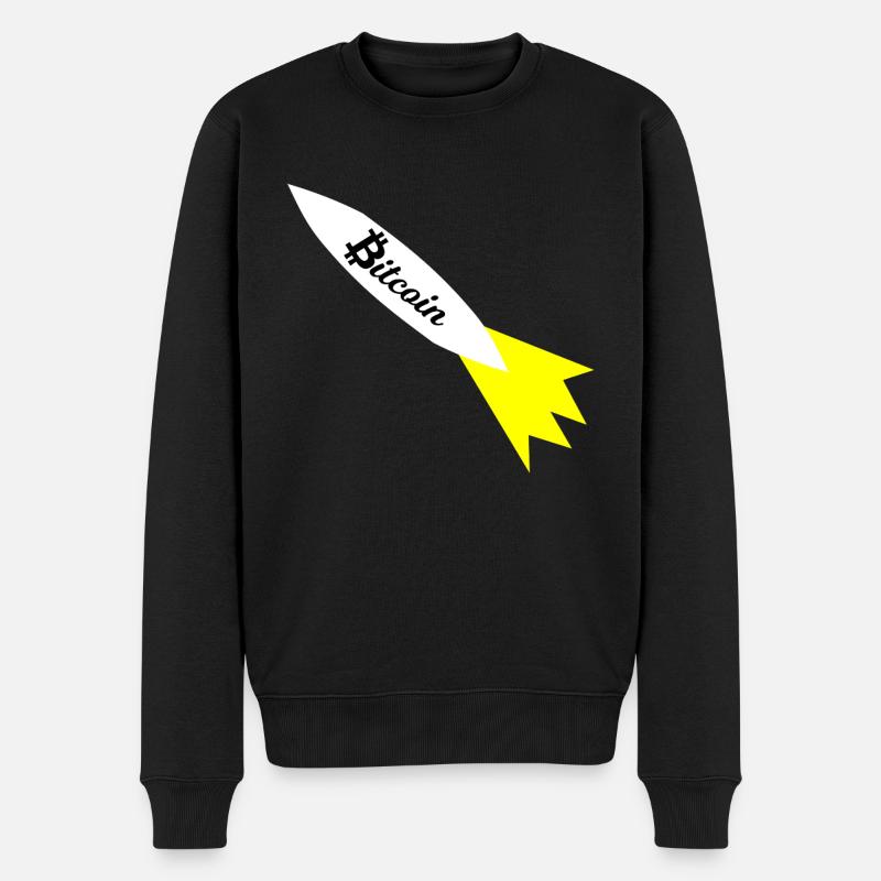Bitcoin Rakete Druck - Männer Premium Bio Pullover - Schwarz