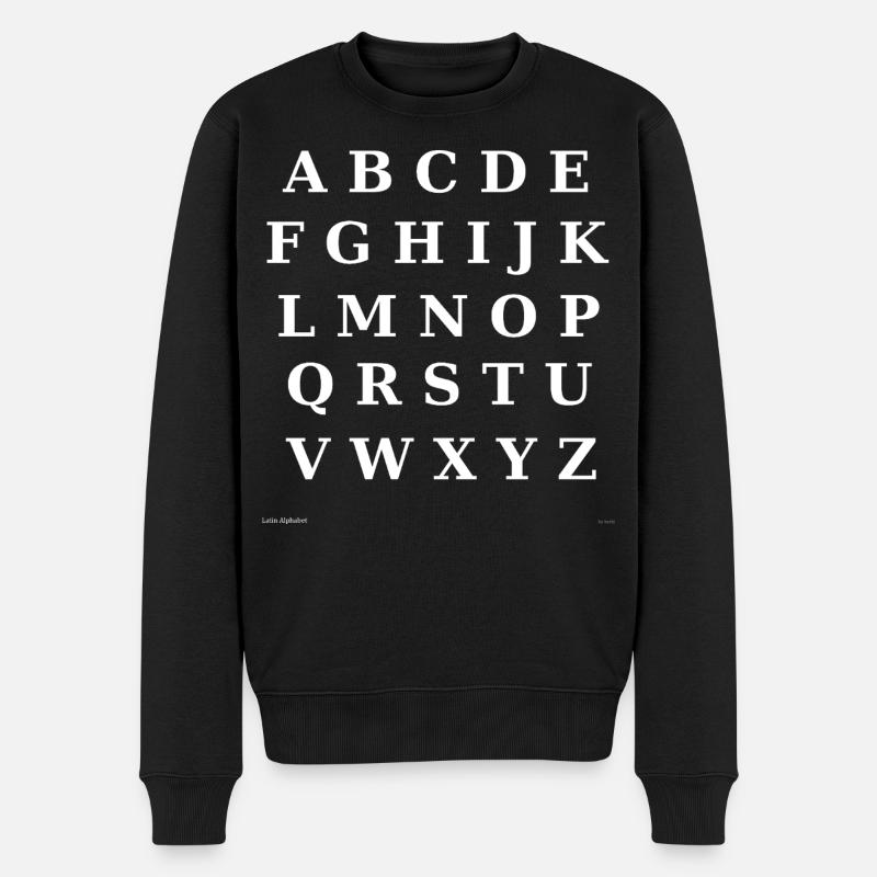 Alphabet latin (blanc) - Pull Premium bio Homme - noir