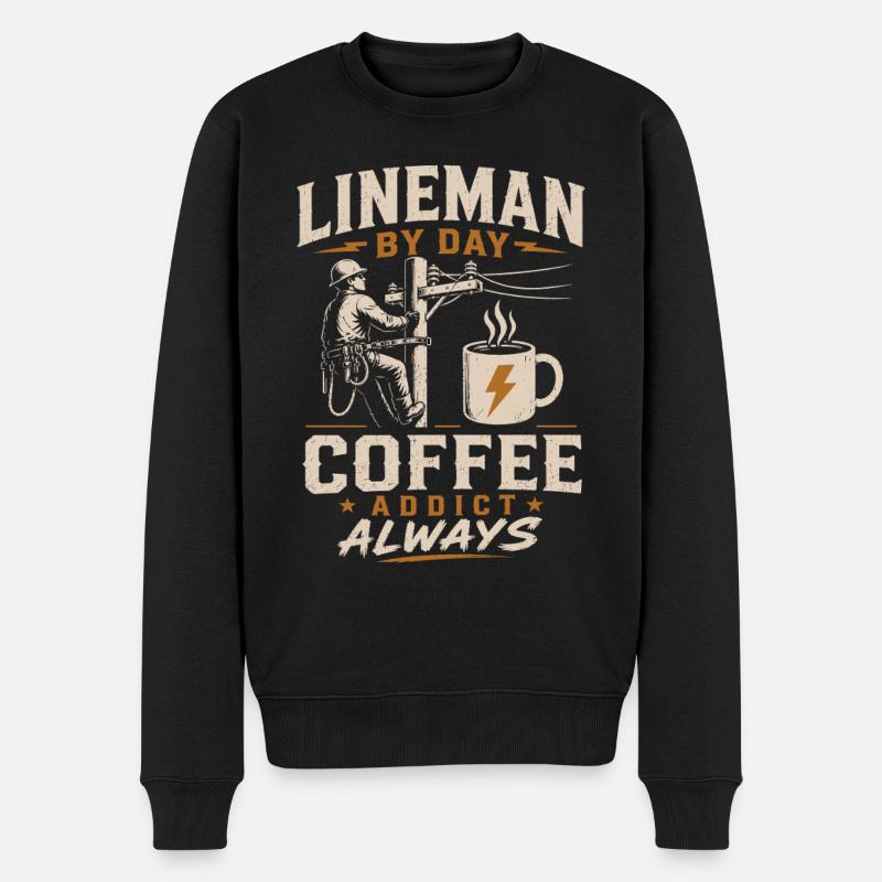 Strom Techniker Kaffee Kabel Arbeit - Männer Premium Bio Pullover - Schwarz
