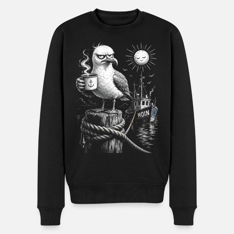 MOIN – Grummeliges Möwe mit Kaffee - Pull Premium bio Homme - noir