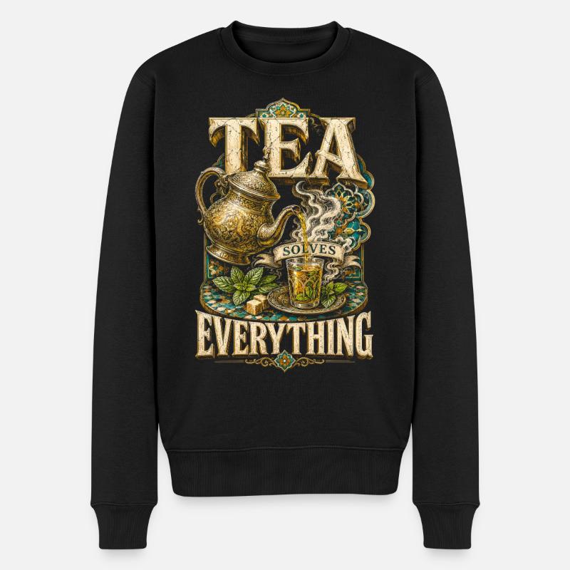 Marokkaner Marokko Tea Solves Everything - Männer Premium Bio Pullover - Schwarz
