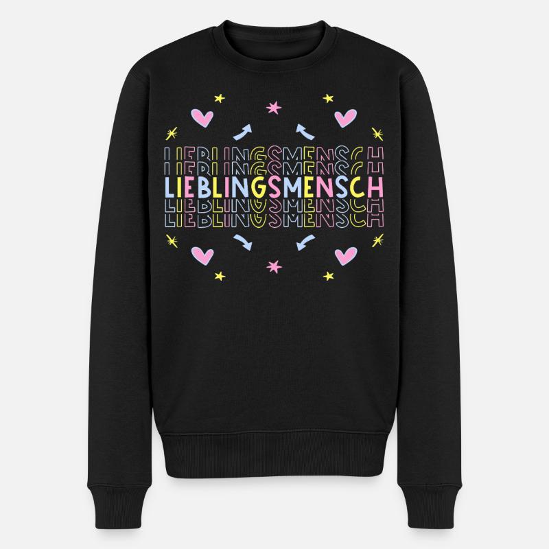 Lieblingsmensch - Herzensmensch - Männer Premium Bio Pullover - Schwarz