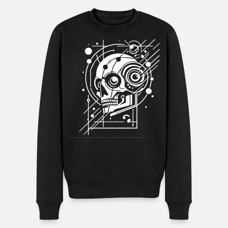 Crâne cybernetique geometrie - Pull Premium bio Homme - noir