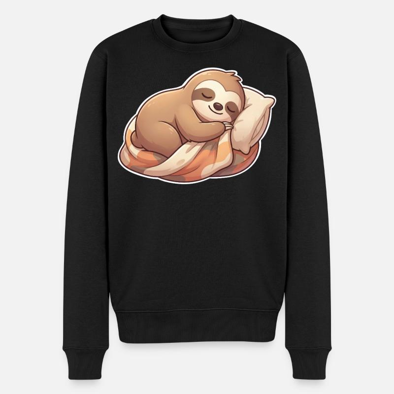 Faultier Schlafen - Männer Premium Bio Pullover - Schwarz
