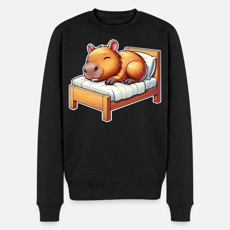 Capybara Schlafen - Männer Premium Bio Pullover - Schwarz