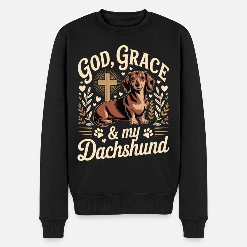 God Grace Teckel - Pull Premium bio Homme - noir