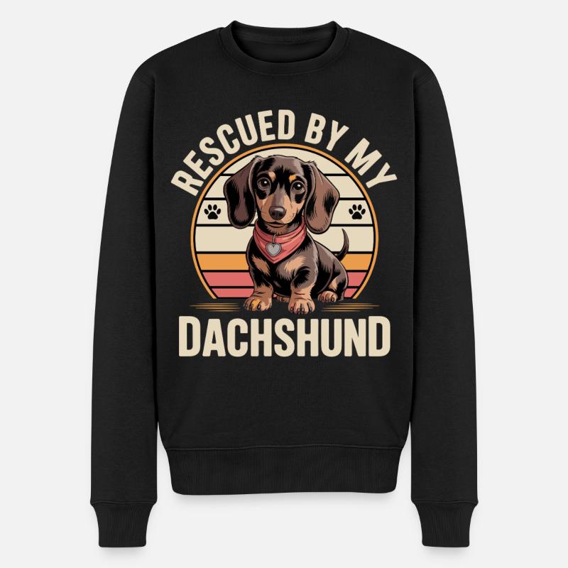 Dackel Retro - Männer Premium Bio Pullover - Schwarz