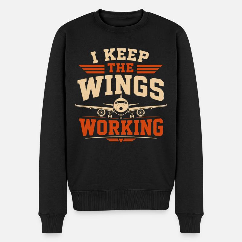 Flugzeug Technik Wartung Und Luftfahrt - Männer Premium Bio Pullover - Schwarz