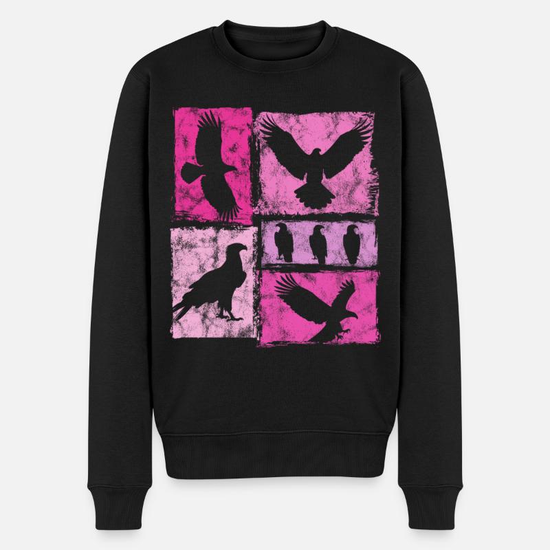 Adler Retro Grafik Silhouetten - Männer Premium Bio Pullover - Schwarz