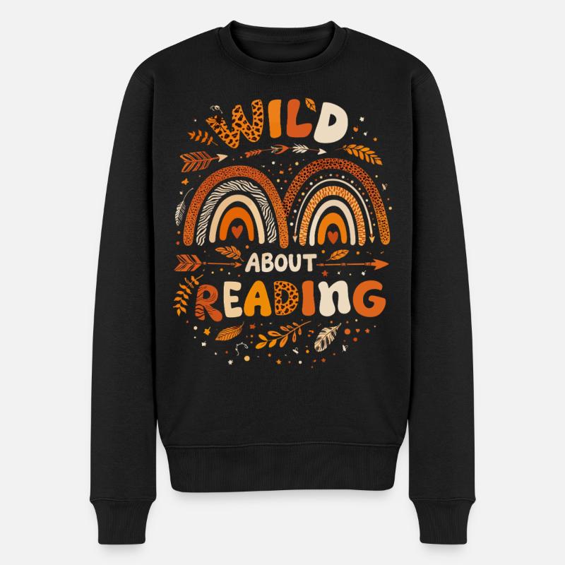 Reading Passion – Rainbow Bohemian & Leopard - Männer Premium Bio Pullover - Schwarz