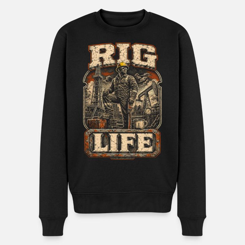 Bohrinsel Ölplattformarbeiter - Männer Premium Bio Pullover - Schwarz