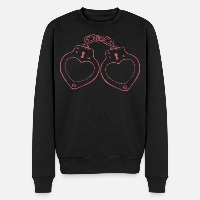 Handschellen Herz Liebe - Männer Premium Bio Pullover - Schwarz