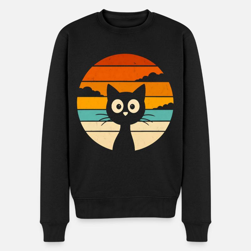 Chat Noir Rétro Sunset - Männer Premium Bio Pullover - Schwarz